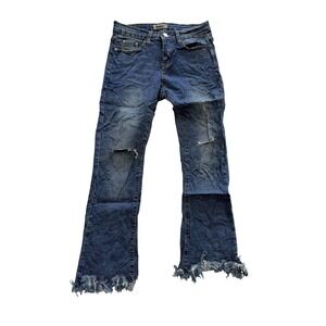 Fashion Jeans Jeans Womens S‎ Blue Medium Wash Mid Rise Distressed Fringe 26x23
